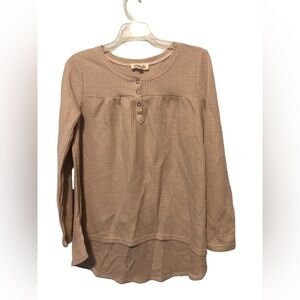 Listicle Pink Waffle Knit High Low Top Size Medium